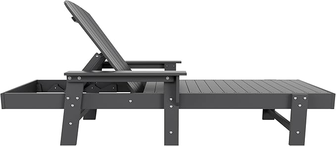 WestinTrends Dylan HDPE Outdoor Patio Poly Adirondack Reclining Chaise Lounge with Arms, Gray