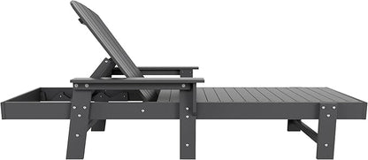 WestinTrends Dylan 3 Piece Adirondack Reclining Chaise Lounge with Arms Gray