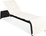 COSTWAY Patio Rattan Lounge Chair, Cushioned Chaise Recliner Chair with Adjustable Back - Photo 1