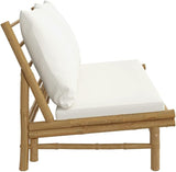 vidaXL - Set of 2 Durable Bamboo Patio Chairs with Cream White Cushions, Comfortable Outdoor Furniture, Natural Finish - Photo 6