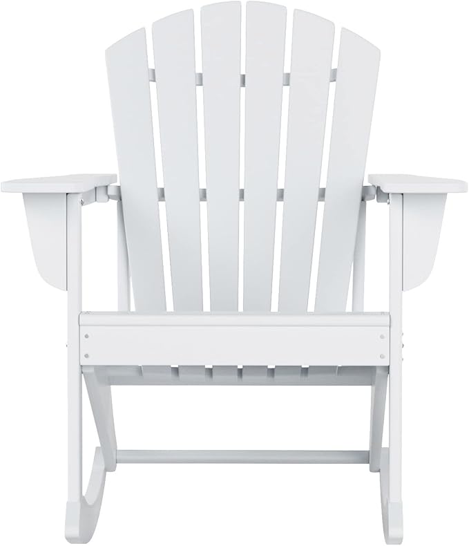 WestinTrends Dylan Outdoor Patio Poly Plastic Adirondack Rocking Chair, White
