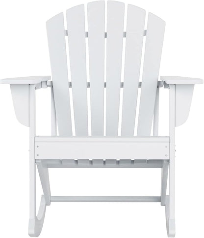 WestinTrends Dylan Outdoor Patio Poly Plastic Adirondack Rocking Chair, White