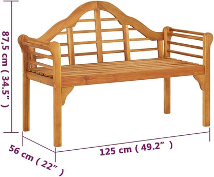 Rustic Acacia Wood Garden Bench for Patio Indoor Outdoor Use Brown Rectangular Bench with Ergonomic Design 49.2 x 49.2 x 34.4 Inches Solid Wood Oiled Finish