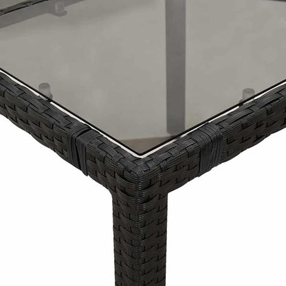 vidaXL Patio Table - Outdoor Garden Furniture - Black Poly Rattan - Rectangular Glass top - Patio/Deck/Garden use - Weather Resistant - 74.8"x35.4"x29.5"