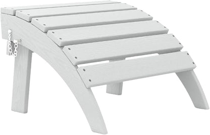 Folding Adirondack Ottoman Footrest, HDPE Plastic Outdoor Footstool No Assembly Required, All-Weather Foldable Ottoman for Adirondack Chair, Patio, Lawn, Garden, Deck, Poolside, Fire Pit, White