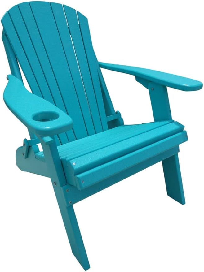 Furniture Barn USA Poly Folding Adirondack Chair, Aruba Blue