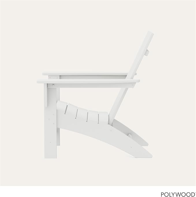 POLYWOOD Modern Adirondack Chair – All-Weather Outdoor Lawn Adirondack Chairs – HDPE, Fade-Resistant & Durable Outdoor Furniture – For Patio, Deck & Fire Pit Chairs – White