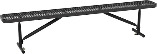 8 Ft Metal Park Benches for Outside, Outdoor Backless Bench with Thermoplastic Coating, Portable Frame, Commercial Expanded Metal Mesh Bench for Shopping Mall, Store, Park, Patio, Deck, Black
