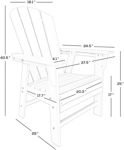 Costaelm Outdoor Adirondack Chair, HDPE Patio Balcony Chairs, Portside Seashell Nautical Curveback Adirondack Chairs and Fire Pit Chairs, Sand