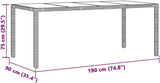 vidaXL Patio Table - Outdoor Garden Furniture Gray Poly Rattan - Glass top Modern Deck Table - 74.8" x 35.4" x 29.5" - Photo 4