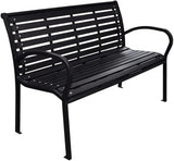 BOWERY HILL Contemporary Steel Garden Bench, Matte Black Finish, 116 cm Wide, Rectangular Design - Photo 1