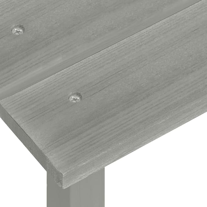 Grey Solid Fir Wood Adirondack Chair with Side Table for Garden and Patio - Photo 9