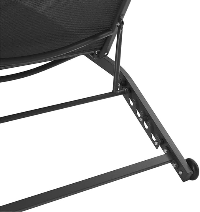 Pemberly Row Outdoor Chaise Lounge Chair, Charcoal Textilene Sling Fabric, Matte Black Powder-Coated Steel Frame - Photo 9