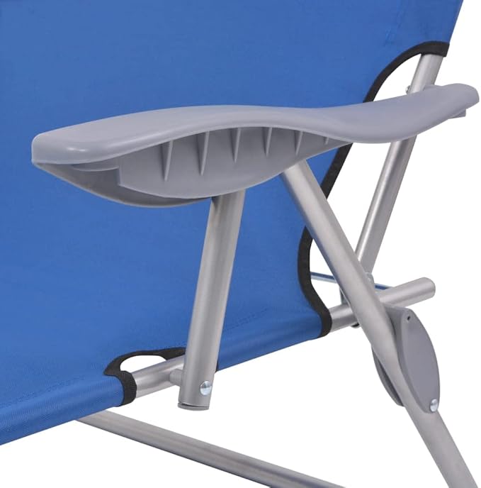 Steel Blue Sun Lounger with Canopy, Adjustable Backrest & Foldable Design, Durable Powder-Coated Steel Frame for Patio - Photo 6