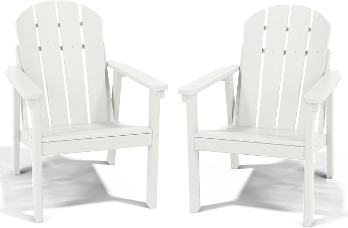 Adirondack Chair Set of 2, All Weather HDPE Fire Pit Chairs, Oversized Plastic Adirondack Chair for Outdoor, Balcony - Photo 1