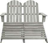 Grey Solid Fir Wood Two-Seater Detachable Garden Chair with Ottoman for Patio and Balcony Outdoor Furniture - Photo 3