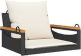 Garden Bench Deck Bench Swing Bench with Cushions Black 24.8"x24.4"x15.7" Poly Rattan - Photo 3