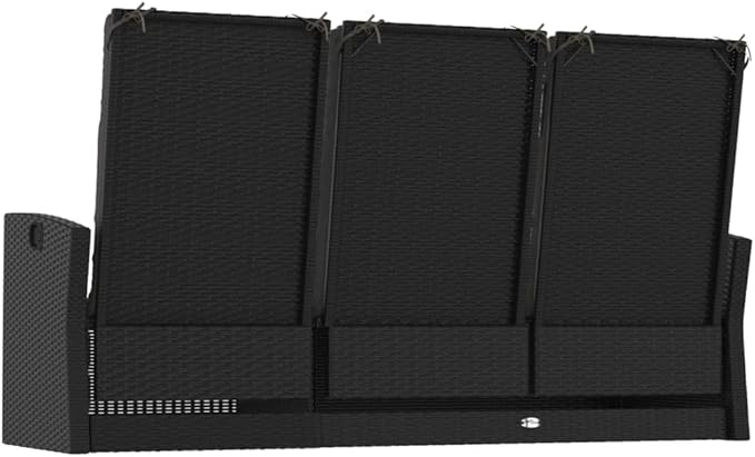 Garden Bench Deck Bench Reclining Patio Bench with Cushions Black 68.1" Poly Rattan - Photo 6