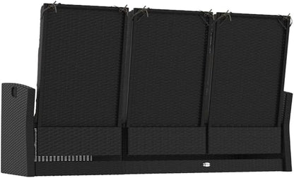 Garden Bench Deck Bench Reclining Patio Bench with Cushions Black 68.1" Poly Rattan