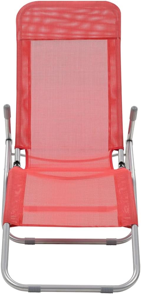 Red Folding Sunlounger 2-Pack, 24"x56" Textilene Chaise, Steel Frame, Adjustable, Beach Patio Garden Camping - Photo 4
