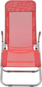 Red Folding Sunlounger 2-Pack, 24"x56" Textilene Chaise, Steel Frame, Adjustable, Beach Patio Garden Camping - Photo 4