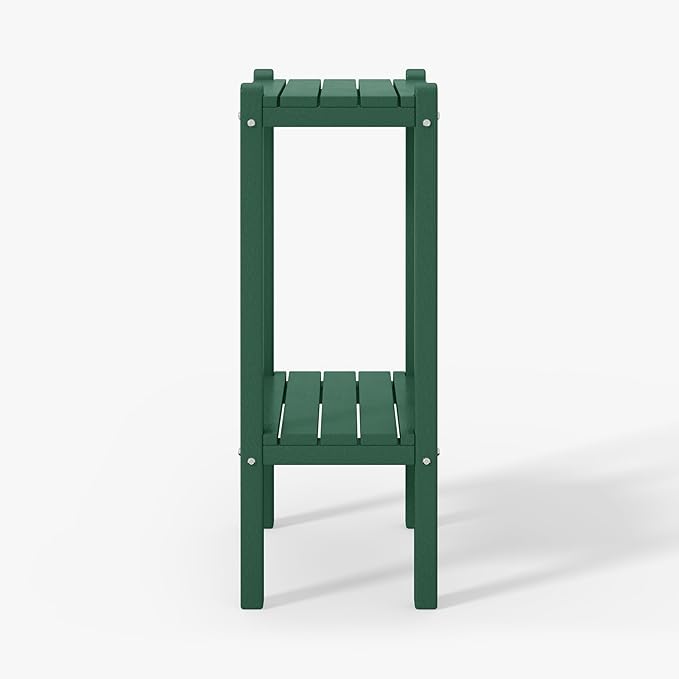 WestinTrends Malibu 36" Outdoor Adirondack HDPE 2-Tier Patio Side Table, Dark Green