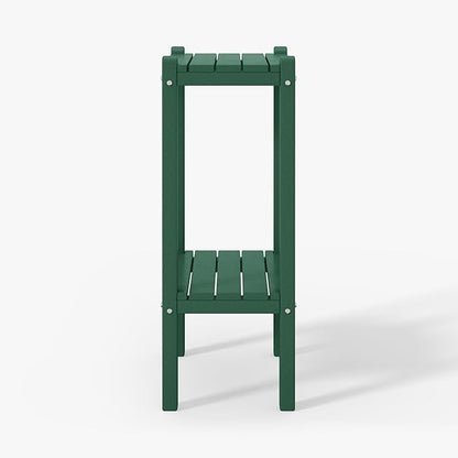 WestinTrends Malibu 36" Outdoor Adirondack HDPE 2-Tier Patio Side Table, Dark Green