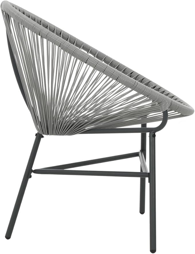 vidaXL Gray Moon Chair - Poly Rattan Patio Furniture - Water-Resistant Outdoor Chair with Powder-Coated Steel Frame for - Photo 6