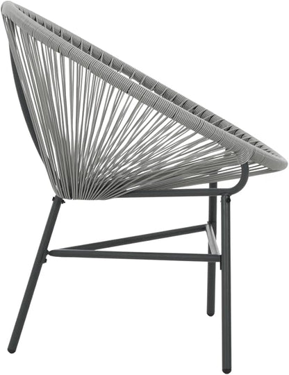 vidaXL Gray Moon Chair - Poly Rattan Patio Furniture - Water-Resistant Outdoor Chair with Powder-Coated Steel Frame for Garden and Patio