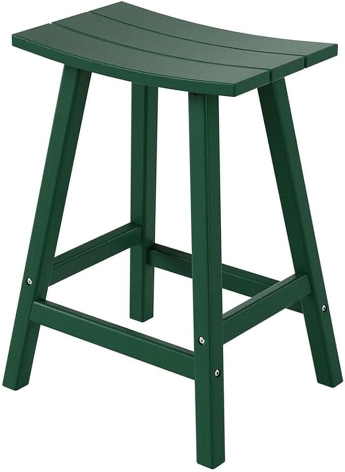 Costaelm 24" Height Outdoor Bar Stools, All-Weather Bar Stools, Adirondack Poly Patio Bar Stool for Patio, Deck, Kitchen Counter and Garden, Dark Green