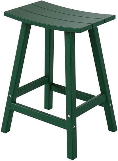 Costaelm 24" Height Outdoor Bar Stools, All-Weather Bar Stools, Adirondack Poly Patio Bar Stool for Patio, Deck, Kitchen Counter and Garden, Dark Green