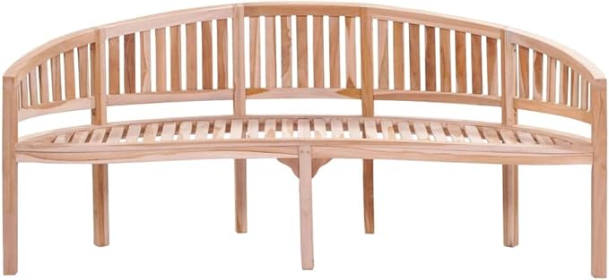 Banana Bench,Outdoor Patio Bench,Porch Chair,Wood Garden Bench,with Backrest,for Outdoor,Park,Yard,Patio,78.7" Solid Teak Wood