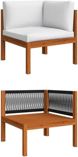 10 Piece Acacia Wood Garden Lounge Set with Weather-Resistant Cushions, Modular Outdoor Patio Furniture for 9 People - Photo 4