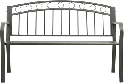 Garden Bench Outdoor Bench Patio Bench Cushions for Outdoor, Park, Yard, Entryway, Iron Metal Frame Furniture 49.2" Steel Gray-Fast delivchy