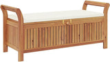 Outdoor Storage Bench with Cushion, Acacia Wood Garden Seat for Patio, Balcony, and Backyard, Weather-Resistant - Photo 3