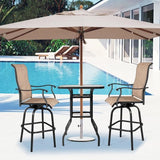 Outdoor Bar Table with Umbrella Hole, End Table with Glass Top - Photo 8
