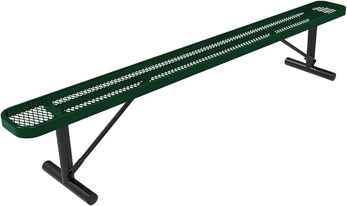 COATEDOUTDOORFURNITURE Coated Outdoor Furniture Heavy-Duty Portable Outdoor Bench Thermoplastic Coated, Expanded Metal, Commercial-Grade Seating, Made in America (Portable Without Back, 8 Ft, Green)