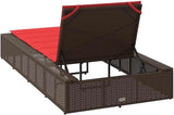Brown Poly Rattan Outdoor Chaise Lounge 39.4 x 32.6 x 31.1 in Adjustable Backrest & Armrest for Patio Poolside - Photo 8