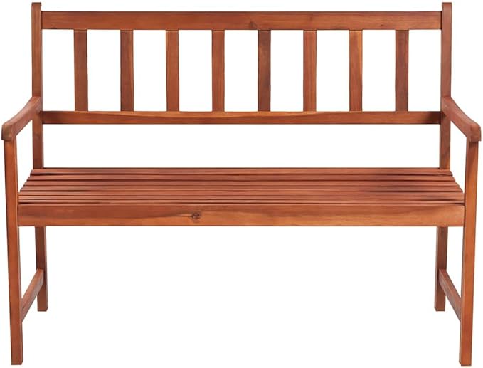 Brown Solid Acacia Wood Patio Bench with Cushion for Outdoor Garden Seating 3-Person Sturdy Furniture