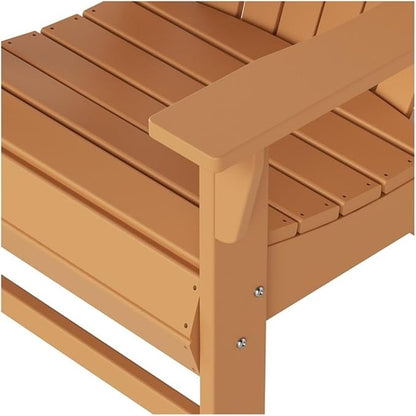 Costaelm Outdoor Adirondack Chair, HDPE Patio Balcony Pool Chair, Modern Front Porch Fire Pit Backyard Chair, Garden Resin Lounge Chair for Outside, Teak