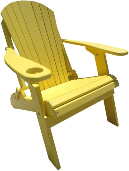 Furniture Barn USA Poly Folding Adirondack Chair, Lemon Yellow