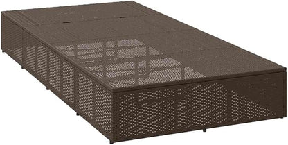 Brown Poly Rattan Outdoor Chaise Lounge 39.4 x 32.6 x 31.1 in Adjustable Backrest & Armrest for Patio Poolside Sunbathing, Garden Backyard Backyard Relaxation