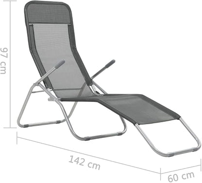 2 Pack Folding Outdoor Chaise Lounge Anthracite Textilene Modern Adjustable Backrest 23.6x55.9x38.2 in Lightweight Steel Frame for Poolside Garden Balcony Beach