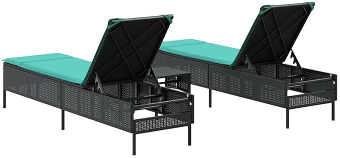 3 Piece Patio Sun Lounger Set with Side Table - Photo 6