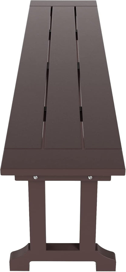 WestinTrends Malibu 65" Outdoor Dining Bench, All Weather Resistant Poly Lumber Patio Garden Bench Trestle Long Bench for Both Outdoor and Indoor, Dark Brown