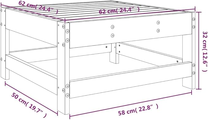 vidaXL Patio Footstool - White Solid Pine Wood - Photo 7