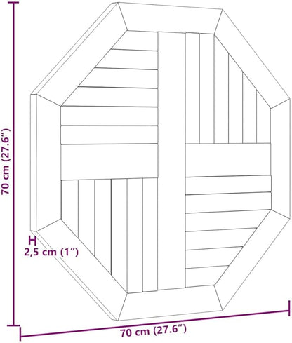 Octagonal Solid Teak Wood Table Top 27.6 x 27.6 Inch, Weather-Resistant Outdoor Dining Table Replacement Surface with Parasol Hole
