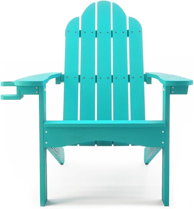 LUE BONA HDPS Adirondack Chairs Set of 6, Fire Pit Outdoor Chair Weather Resistant with Cup Holder - Photo 7