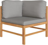 2-Seater Garden Bench with Dark Grey Cushions and Natural Teak Wood, Outdoor Patio Furniture for Balcony - Photo 3