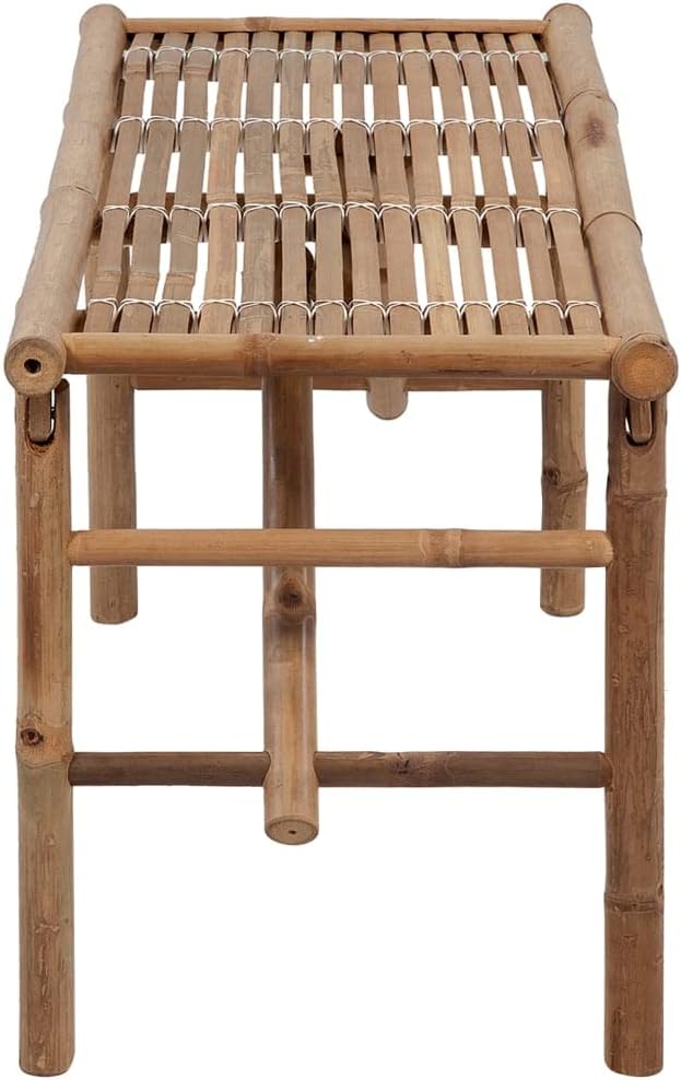 Folding Bench,Patio Bench,Yard Bench,Porch Bench,Park Benches, with Cushion, for The Front Porch, Deck,Balcony,Backyard,Outdoor,Garden, Lawn,Path, 46.5" Bamboo